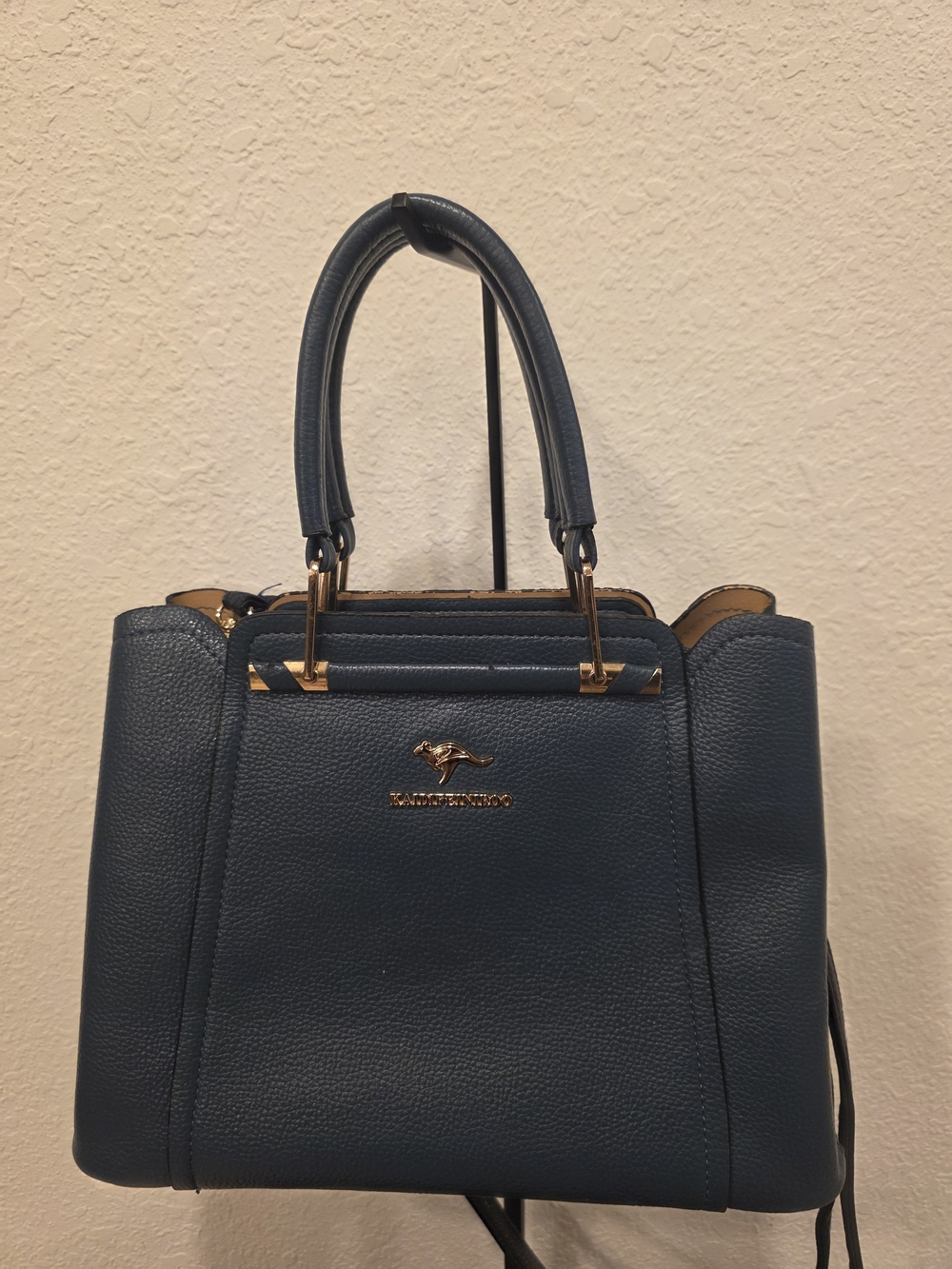Navy Pebbled Satchel with Top Handles